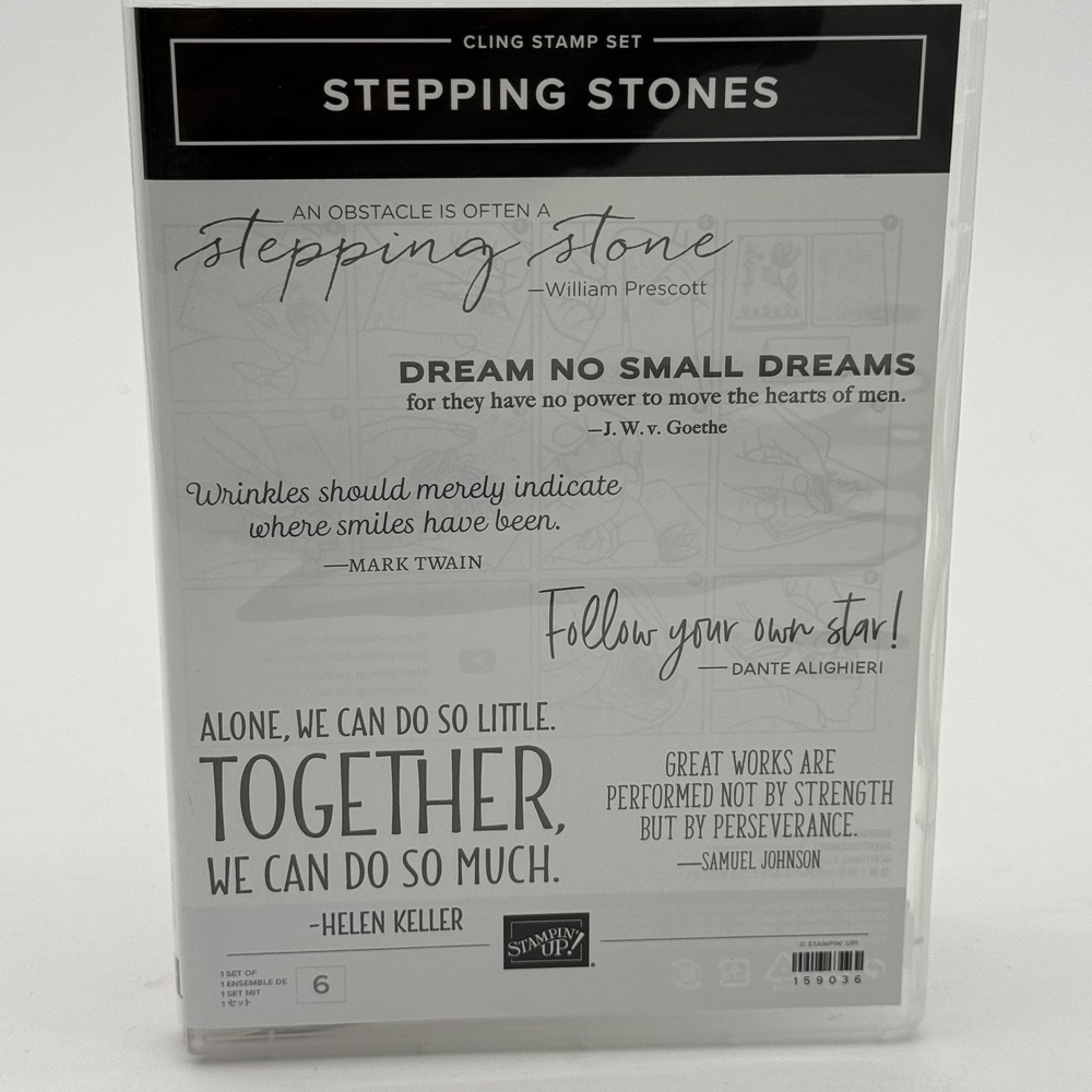 Stampin Up STEPPING STONES Cling Stamp Set 6 Inspirational Messages NEW